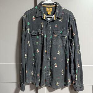 Stapleford Men Long Sleeve Pin Up Girl Christmas Button Up Shirt Black M Novelty